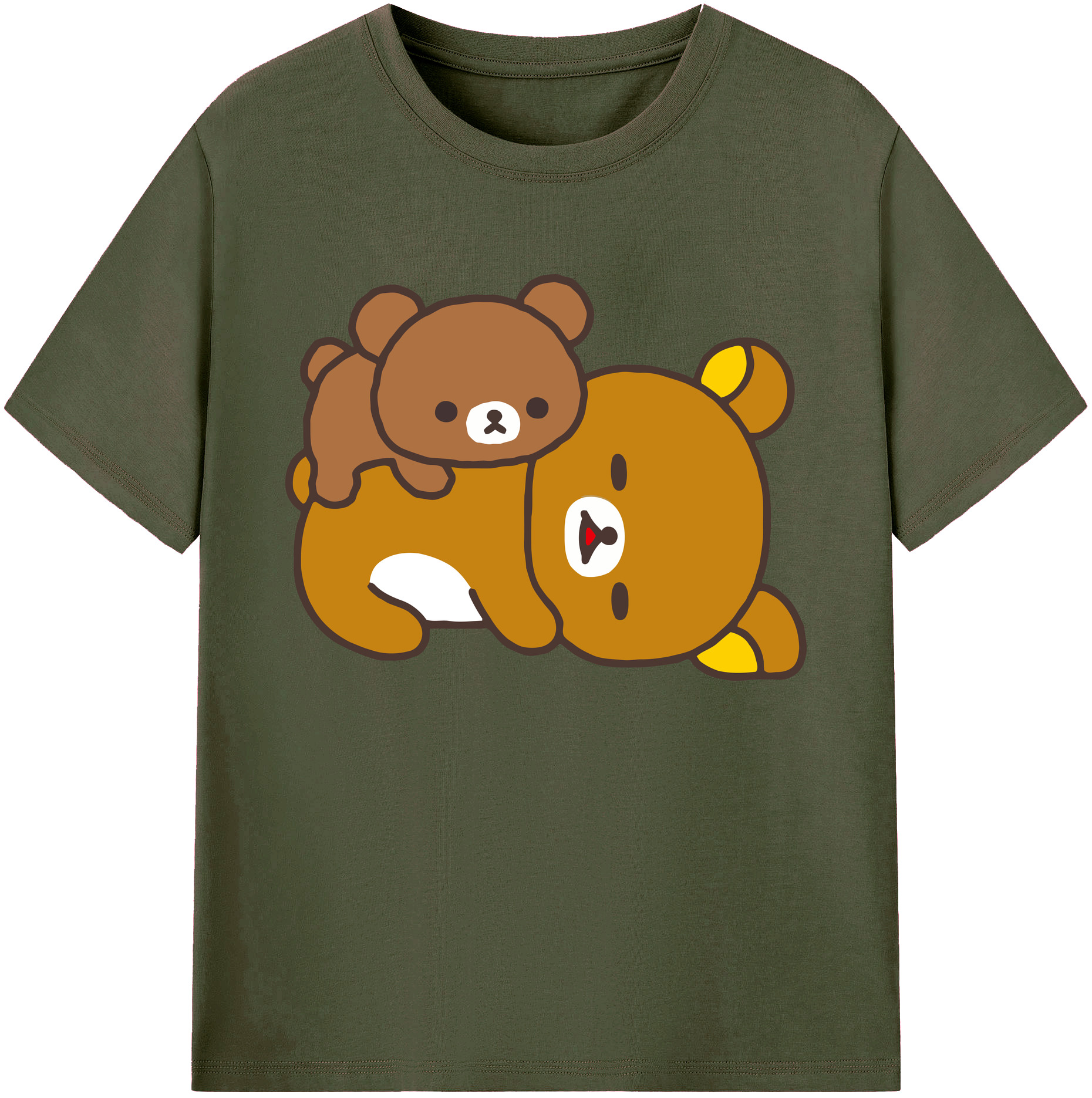 （画像用） リラックマ リラックマ キイロイトリ Rilakkuma Korilakkuma Kiiroitori 綿100％ メンズ半袖Tシャツ｜肌触りやわらか＆通気性